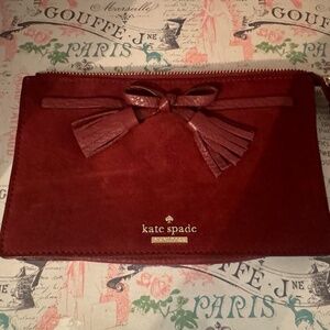 Kate Spade; Suede Wallet; Dark Red; Like New